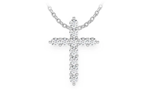Hidden Bail Cross Pendant 14k Solid Gold 0.40ctw