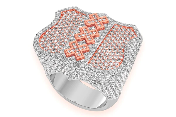 Amsterdam Coat Of Arms Signet Diamond Ring 14k Solid Gold 7.45ctw