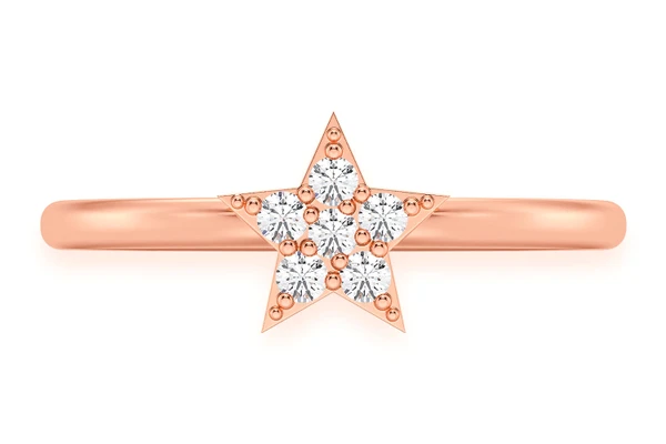Star Diamond Ring 14k Solid Gold 0.10ctw 
