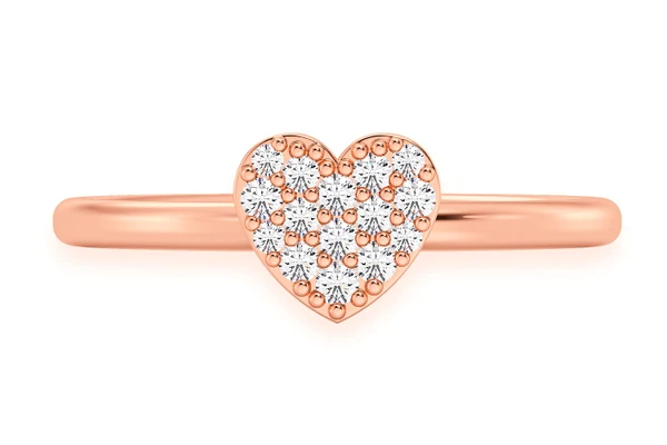 Bubbly Heart Diamond Ring 14k Solid Gold 0.10ctw