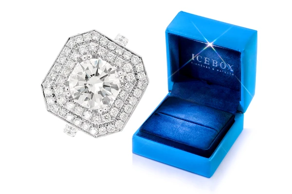 2.00ct Round Solitaire - Large Double Halo - Diamond Engagement Ring - All Natural
