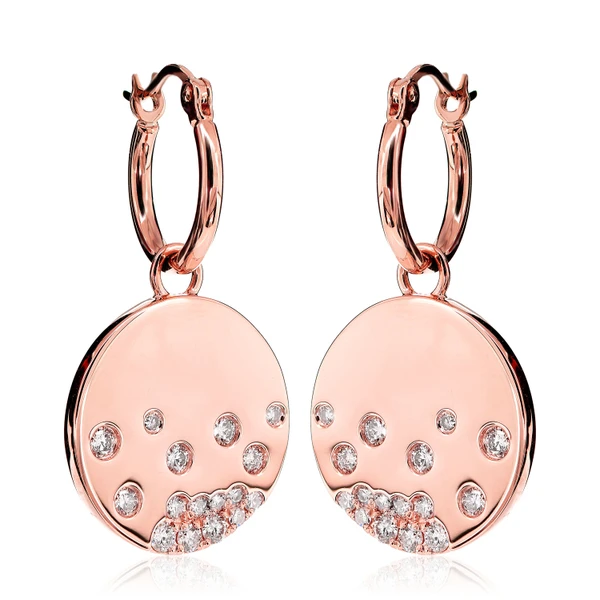 Detachable Scattered Gypsy Set Diamond Dangle Hoop Earrings 14k Solid Gold 0.40ctw
