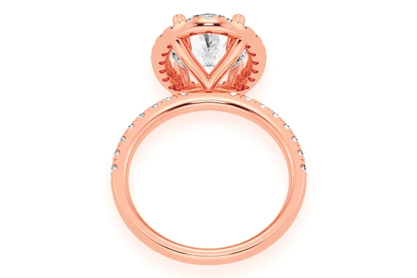 Thav - 3.00ct Oval Solitaire - Scallop Halo One Row - Diamond Engagement Ring - All Natural Vs Diamonds