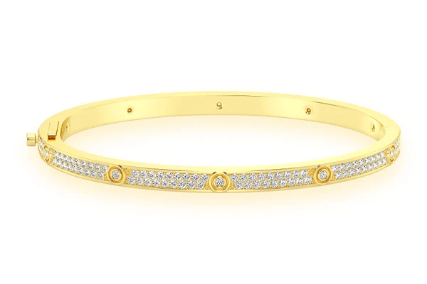 Thin Signature Eternity Diamond Bangle 14k Solid Gold 2.35ctw