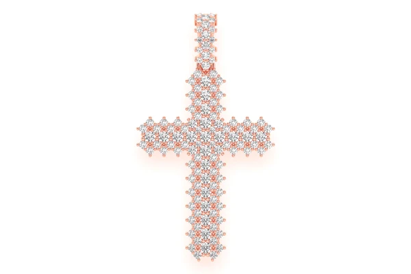 Jagged Cross Diamond Pendant 14k Solid Gold 1.75ctw