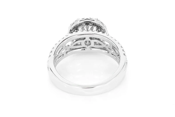 1.50ct Round Solitaire - Three Row Cathedral Halo - Diamond Engagement Ring - All Natural