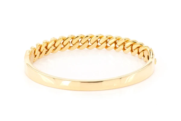 Miami Cuban Diamond Bangle 14k Solid Gold 1.65ctw