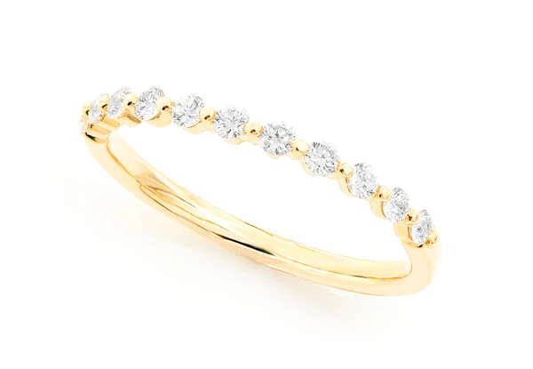 Pinched Diamond Stackable Diamond Band 14k Solid Gold 0.25ctw
