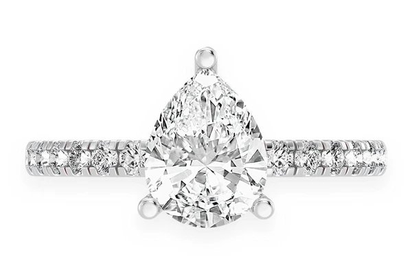 Thinn - 1.50ct Pear Solitaire -one Row Under Halo - Diamond Engagement Ring - All Natural