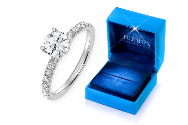 Thinn - 0.75ct Round Solitaire - One Row Under Halo - Diamond Engagement Ring - All Natural