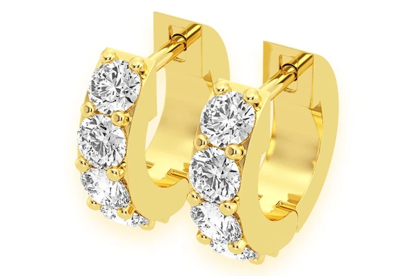 Diamond Huggie Hoops Solid Gold 14k 0.50ctw