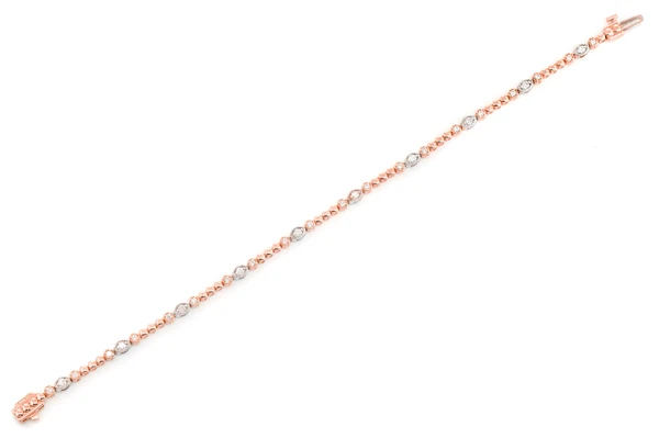 Beaded And Diamond Deco Milgrain Bracelet 0.60ctw 14k Solid Gold