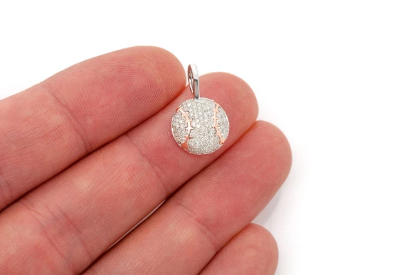 Baseball Diamond Pendant 14k Solid Gold 0.33ctw