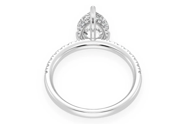 Thinn - 2.00ct Pear Solitaire - One Row Under Halo - Diamond Engagement Ring - All Natural