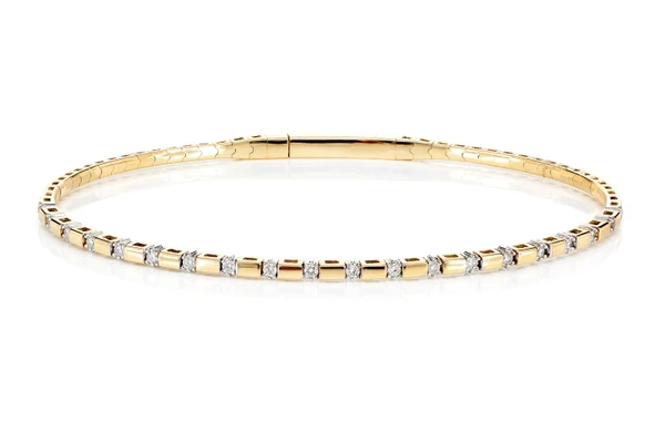 Rectangle Bar And Diamond Bracelet 14k Solid Gold 0.50ctw 