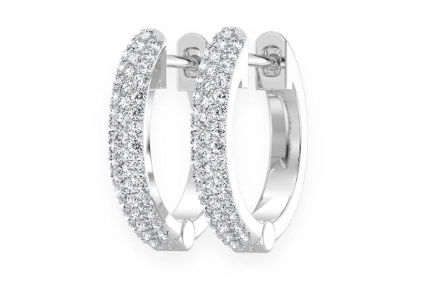 Three Row Bubbly Hoop Diamond Earrings 14k Solid Gold 0.20ctw