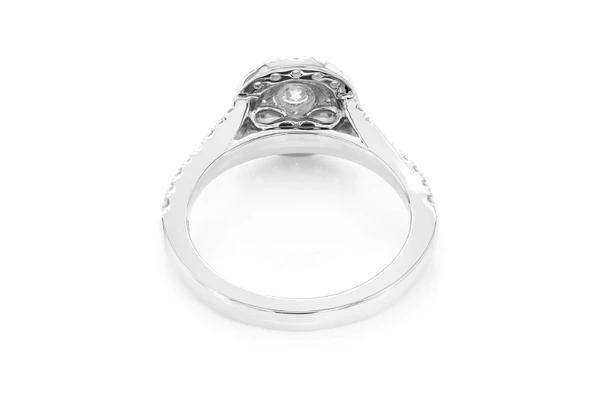 0.75ctw Round Double Halo - Diamond Engagement Ring - All Natural