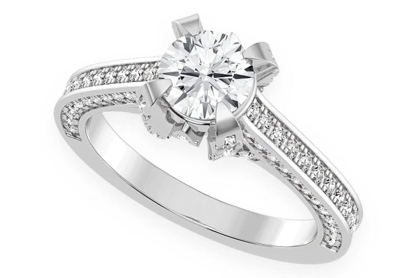 Chant - 1.00ct Round Solitaire - Deluxe One Row Scallop - Diamond Engagement Ring - All Natural Vs Diamonds