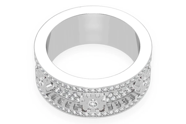 Fidget Gear Diamond Ring 14k Solid Gold 1.25ctw
