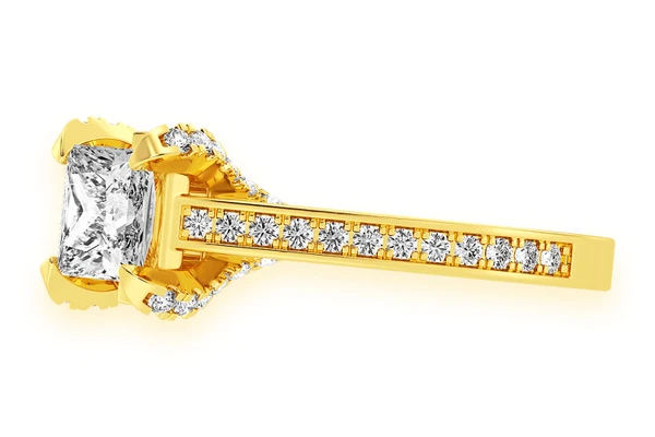 Chant - 1.00ct Princess Solitaire - Deluxe One Row Scallop - Diamond Engagement Ring - All Natural Vs Diamonds