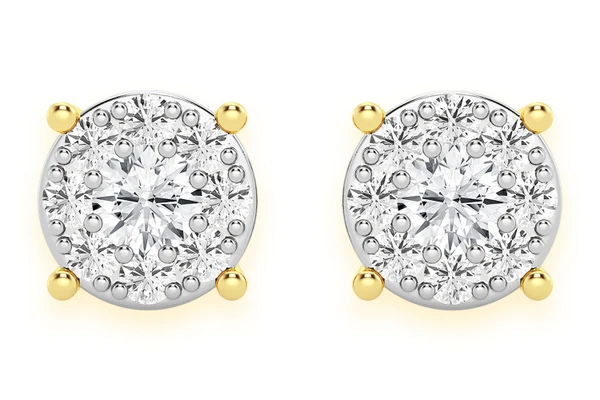 0.25ctw Mosaic Stud Diamond Earrings 14k Solid Gold