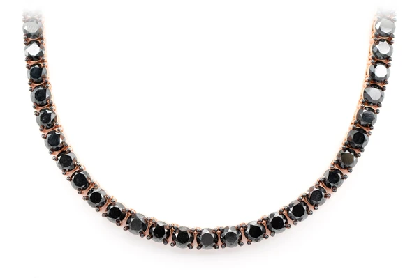 Black Diamond Prong Set Tennis Necklace 14k Solid Gold 62.25ctw