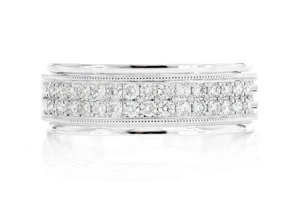 Two Row Milgrain Diamond Ring 14k Solid Gold 0.50ctw
