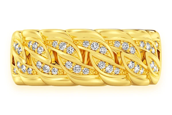 Twisted Miami Cuban Diamond Band 14k Solid Gold 0.20ctw