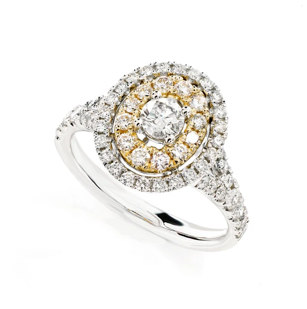 Oval Double Halo Diamond Cluster Ring 14k Solid Gold 2.00ctw