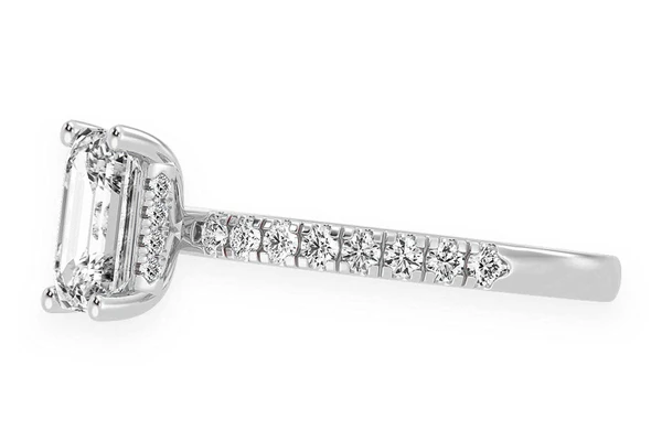 Thinn - 1.00ct Emerald Solitaire Cut One Row Under Halo Diamond Ring 14k Solid Gold