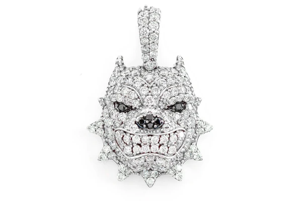 Pitbull Spike Collar Diamond Pendant 14k Solid Gold 1.25ctw 