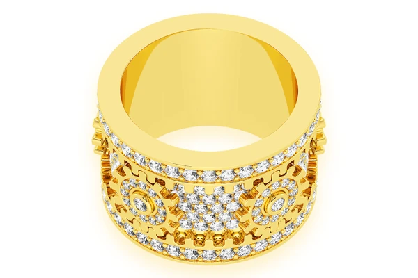 Super Fidget Gear Diamond Ring 14k Solid Gold 5.50ctw