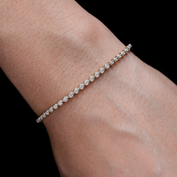 Extended Diamond Bezel Link Bracelet 14k Solid Gold 0.80ctw