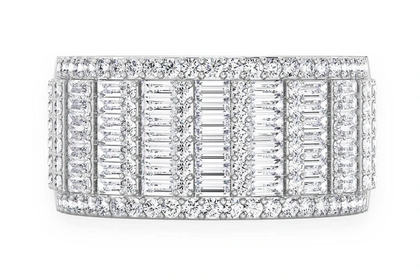Super Baguette & Round Diamond Band 14k Solid Gold 2.75ctw 