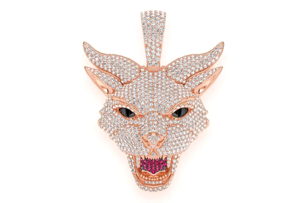 Evil Cat Diamond Pendant 14k Solid Gold 4.70ctw