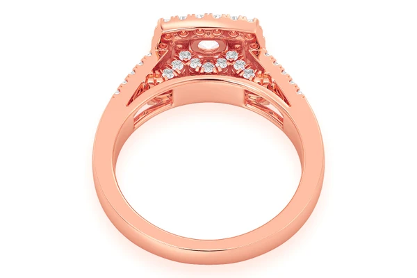 .75ctw - Round Double Halo Split Shank - Diamond Engagement Ring - All Natural