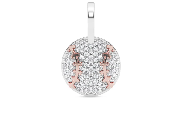 Baseball Diamond Pendant 14k Solid Gold 0.33ctw