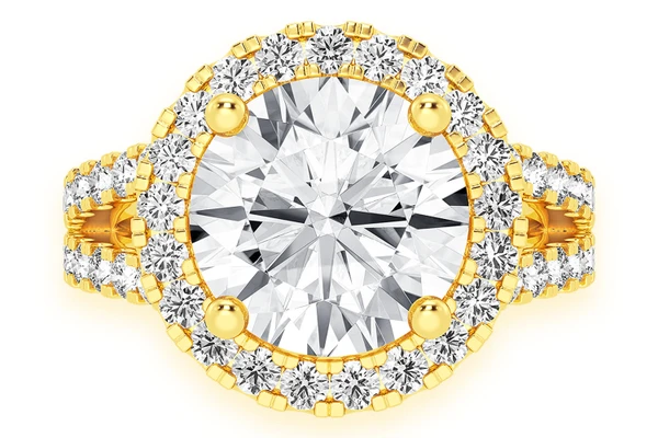 3.00ct Round Solitaire - Two Row Split - Diamond Engagement Ring - All Natural Vs Diamonds