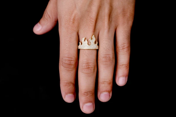 Fire Flame Diamond Ring 14k Solid Gold 1.00ctw