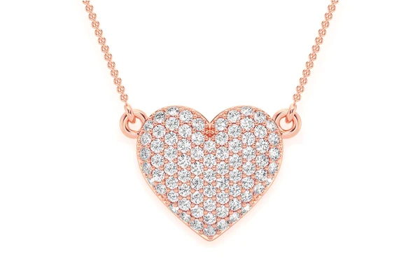 Bubbly Heart Diamond Necklace Connected 14k Solid Gold 0.25ctw