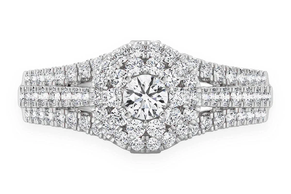 0.75ctw - Round Double Halo - Diamond Engagement Ring - All Natural