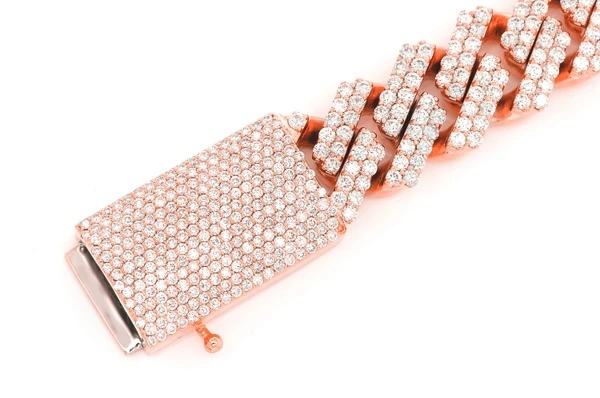 Icebox - 13MM Raised Diamond Cuban Link Bracelet 14k Solid