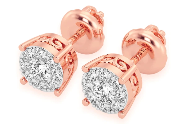 0.25ctw Mosaic Stud Diamond Earrings 14k Solid Gold