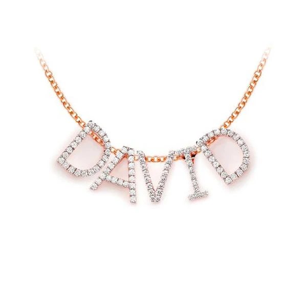 Letters & Numbers Diamond Pendant 14k Solid Gold .10ctw