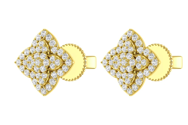 Layered 4 Point Star Diamond Studs 14k Solid Gold 0.45ctw