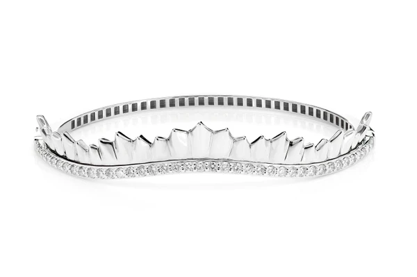Asymettrical Diamond Wave Bracelet 14k Solid Gold 0.95ctw 
