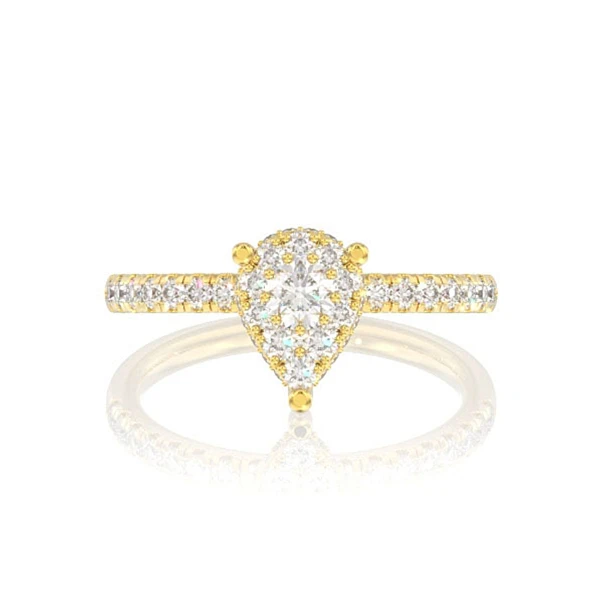 0.50ctw Pear Cluster Diamond Engagement Ring 14k Solid Gold - All Natural