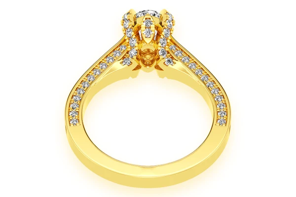 Chant - 1.00ct Oval Solitaire - Deluxe One Row Scallop - Diamond Engagement Ring - All Natural Vs Diamonds