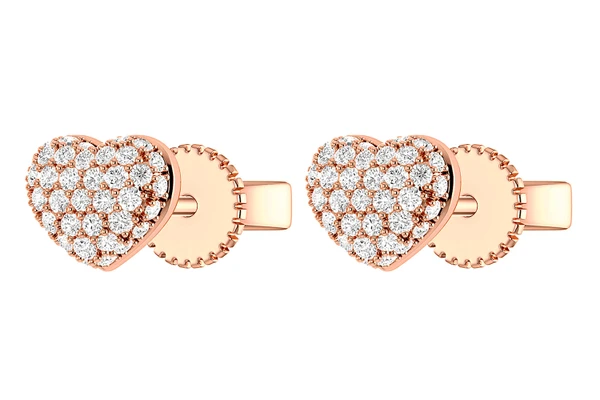 Bubbly Diamond Heart Stud Earrings 14k Solid Gold 0.20ctw 