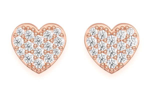 Heart Stud Diamond Earrings 14k Solid Gold 0.25ctw